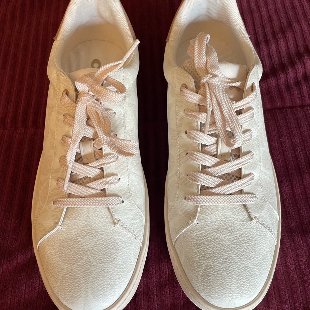 Coach White Sneakers with Soft Fabric and Low-Top Design
